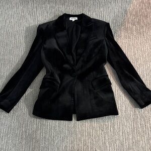 Express Edition women’s velvet black fitted blazer with shoulder pads medium